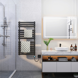 Sèche-serviettes électrique élégant noir à tube <span class=keywords><strong>plat</strong></span> pour salle de bain - Product Image 3