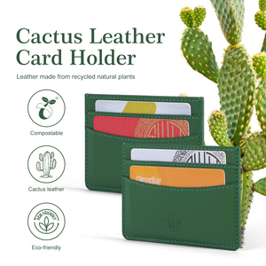 Tarjeteros Minimalistas de Cuero de <span class=keywords><strong>Cactus</strong></span>, Compostables, Ecológicos, Biodegradables, Personalizables OEM ODM, Cartera Delgada y Sostenible - Product Image 1