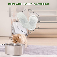 Spons Pra-Filter Filter Air Pengganti Kompatibel dengan Air Mancur Hewan Peliharaan Baja Tahan Karat 67oz/2L, Air Mancur Kucing