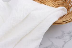 قماش شاش مجعد عالي الجودة وعالي الكثافة باللون الأبيض من القطن الخالص 100% بطبقتين، قماش مسامي لبطانيات الأطفال - Product Image 6