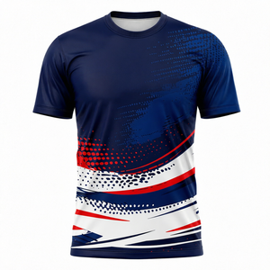 Camiseta de Fútbol Sublimada para Hombre, Cuello Redondo, Manga Corta, Absorbe la Humedad, Secado Rápido, Ajuste Atlético, 100% Poliéster, Estampado Degradado - Product Image 1
