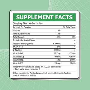 Gummies de créatine monohydrate saveur fruits rouges mélangés pour adultes, complément nutritionnel sportif, soutien à la santé osseuse, créatine – Meilleures ventes - Product Image 2