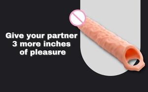 واقي ذكري قابل لإعادة الاستخدام للرجال مصنوع من السيليكون الناعم، ألعاب جنسية واقعية للبالغين مصنوعة من مادة TPE، غطاء واقي ذكري للتأخير - Product Image 5