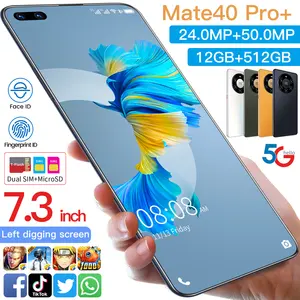 מכירה חמה Mate 40 Pro+ מקורי 12gb+512gb 24mp+50mp ביטול נעילת פנים תצוגה מלאה אנדרואיד 10.0 טלפון סלולרי טלפון נייד חכם