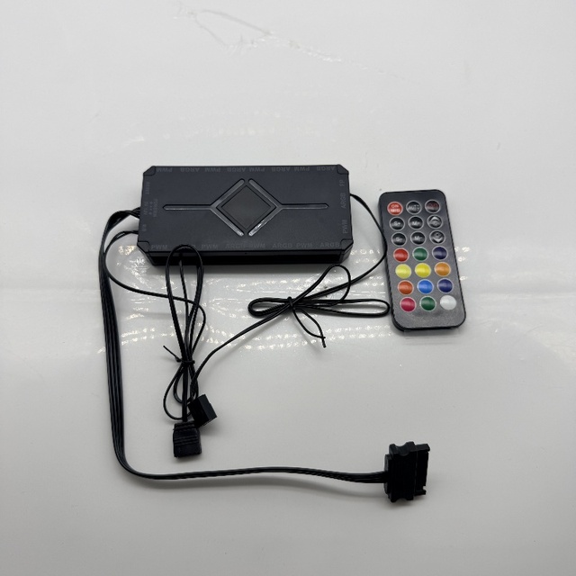 MANMU SKZQ-02 PWM ARGB Wireless Controller Hub with Learning Code Sync for Computer Fans-Plastic Silicone 4-Button Auto Shut-Off