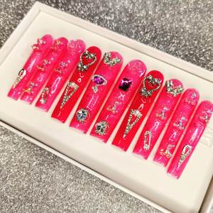 En gros personnaliser ongles artificiels XXL presse <span class=keywords><strong>sur</strong></span> ongles cils ensembles designer fait à la main acrylique presse <span class=keywords><strong>sur</strong></span> ongles boîte d'emballage - Product Image 1