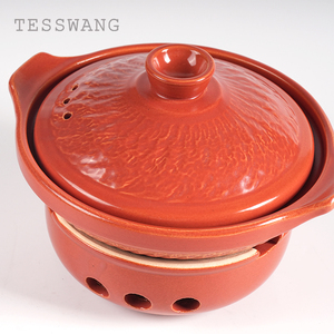 Casserole en céramique rouge TESSWANG avec base chauffante, ensemble de <span class=keywords><strong>mini</strong></span>-hot pot japonais pour soupes et ragoûts individuels - Product Image 3