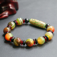 Bracelets porte-bonheur en perles d'agate Dzi à neuf yeux, forme baril, pierre précieuse, calcédoine colorée, unisexe, vente en gros