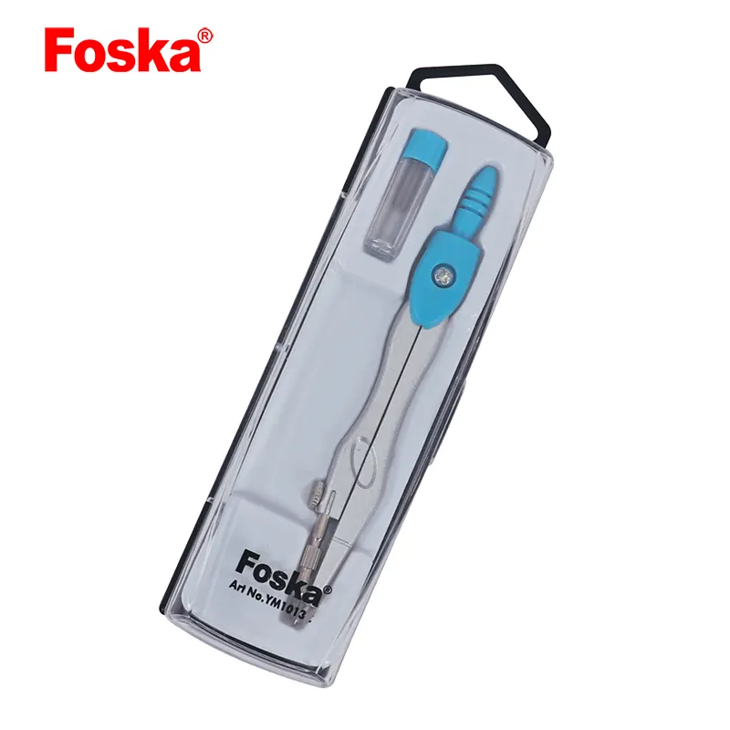 Foska High Quality 2 Pieces Advanced Multifunctional Student Drawing Supplies Geometric Metal Drawing Tools Portable Compass