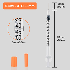 מזרק אינסולין וטרינרי ומחטים 0.5 מ\\\"ל/1 מ\\\"ל 30G חד פעמי בטיחותי לשימוש בבעלי חיים - Product Image 2