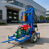 Petit appareil de forage de puits d'eau portable remorqué 200m 25HP avec pompe à boue Plateforme de forage pour eau domestique