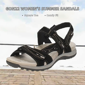Sandales d'extérieur GON22 pour femmes, à bout carré, en PU, confortables, à bout ouvert, avec boucle, semelle extérieure en caoutchouc, idéales pour l'été et la plage - Product Image 2