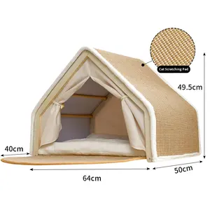 Nouveau Nid pour Chat Quatre Saisons Universel, Cage Villa pour Chat à Deux ou Trois Niveaux, Cabane Semi-fermée en Forme <span class=keywords><strong>de</strong></span> Maison, <span class=keywords><strong>Tente</strong></span> pour Chat en Sisal - Product Image 5