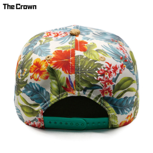 Gorra de 6 Paneles con Visera Plana de Corcho, Logotipo Personalizado, Venta al Por Mayor, Estampado Floral Hawaiano, con Parche Tejido, Cierre a Presión, Fabricante - Product Image 2