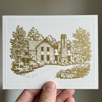 Carte de Vœux Saint-Valentin Personnalisée Faite à la Main, Luxe Texturé, Moderne, Estampillée Or, Écologique, Recyclable, Europe, 5x7 pouces, Papier Letterpress
