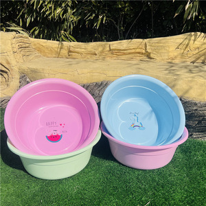 Grand bac en plastique rond de 50 cm, épaissi et profond, pour la lessive et les bains de pieds, usage domestique, couleurs assorties - Product Image 4