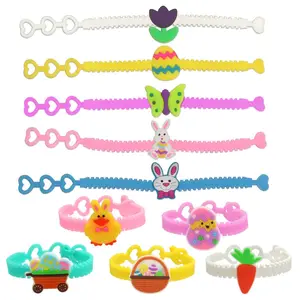 Bracelet en PVC de Pâques de vente chaude transfrontalière Bracelet en PVC de cadeau de fête d'anniversaire pour enfants de dessin animé