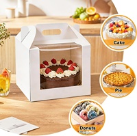 Caja Plegable para Pasteles con Ventana Transparente, Caja de Cartón de Grado Alimenticio para Postres, para Empacar en Bodas y Fiestas de Cumpleaños