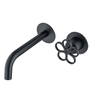 Robinet de lavabo mural monocommande en laiton brossé doré avec cartouche céramique, mitigeur de lavabo encastré
