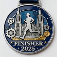 Médaille de Marathon en Alliage de Zinc au Design Géométrique Moderne Personnalisé, Commande en Gros, Souvenir de Course, Médaille de Course 5K 10K