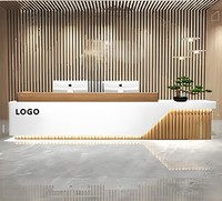 B039 Comptoir d'accueil en dalle de pierre imitation marbre - Personnalisable pour hôpitaux et écoles, design moderne pour hôtels, bureaux, gymnases