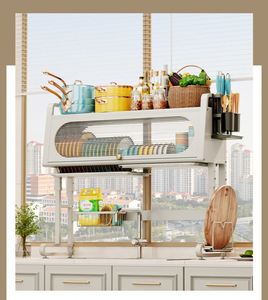 2023 New Carbon Steel Three-Tier Standing Kitchen Sink Storage Rack Cabinet <b>Door</b> Counter Top Dishes Drainage - Product Image 6