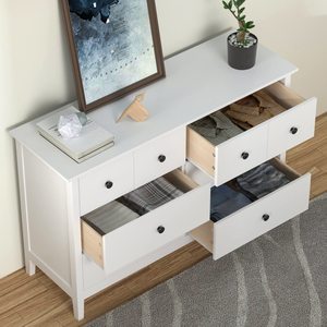 2023 nouvelle <span class=keywords><strong>commode</strong></span> pour chambre à coucher, <span class=keywords><strong>commode</strong></span> blanche moderne avec tiroirs profonds, <span class=keywords><strong>commode</strong></span> <span class=keywords><strong>double</strong></span> à 6 tiroirs avec boutons noirs et bois massif - Product Image 6