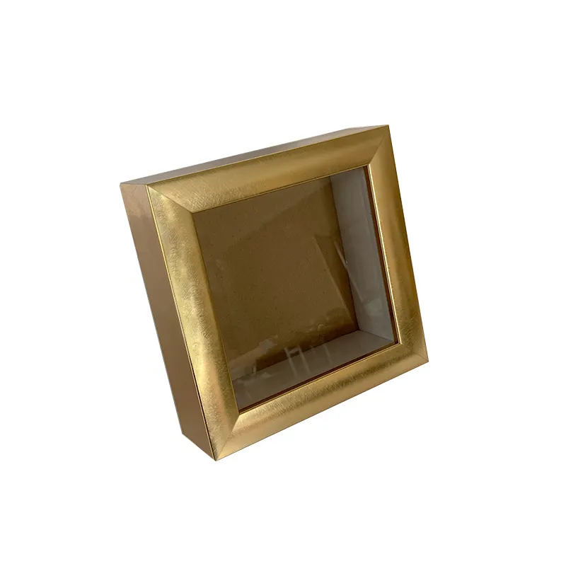 Ebay-Marco de caja de exhibición 3D con forma oblonga, cristal real dorado de 5x7 pulgadas, gran oferta