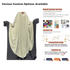 定制哑光缎子马克西长圆形一层Khimar Eid斋月温和穆斯林妇女伊斯兰批发领带背祈祷Khimar - Product Image 2