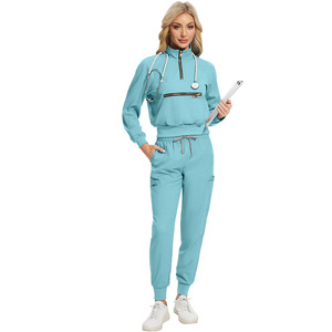 Vente en gros 2025 nouvelle infirmière robe médicale uniforme 2 pièces femmes Spandex à la mode survêtement gommages uniformes soins infirmiers hôpital ensembles - Product Image 5