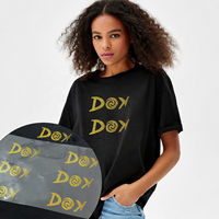 Prêt à appuyer sur Logo personnalisé en gros DTF étiquette argent or paillettes poudre transferts de chaleur pour T-shirts