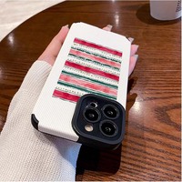 Vert Rouge Musical Fringe Impression TPU Cuir Artificiel Housse de Téléphone Portable pour Iphone 6 7 8 X Xr Xs 11 12 13 14 15 16 17