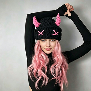 <span class=keywords><strong>Cagoule</strong></span> tricotée pour <span class=keywords><strong>femme</strong></span>, faite main, épaisse et chaude, bonnet d'hiver mignon en fil doux, cache-visage pour le ski et les sports de plein air - Product Image 1