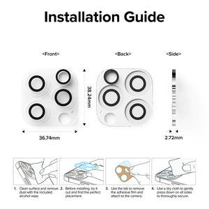 Protection d'objectif d'appareil photo transparente personnalisée anti-rayures pour iPhone 15 16 Pro Max, dureté 9H, ultra-fine, compatible avec les coques - Product Image 2