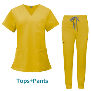 ชุดสครับพยาบาลคอวีสำหรับสตรีแฟชั่น2025ชุดเครื่องแบบนักวิ่งผ้ายืดสีพื้นผ้านิ่ม - Product Image 3