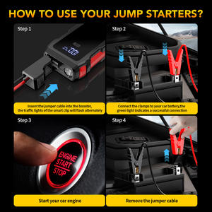 12В портативный аварийный бустер с накачкой в шинах, воздушный компрессор, светодиодный свет, автомобильный пусковой аккумулятор - Product Image 3