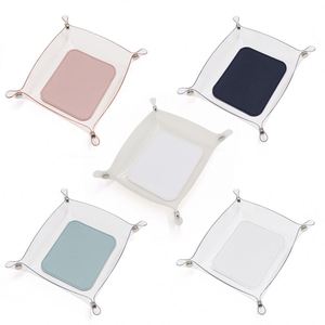 Foldable Desktop Organizer Transparent PU Leather Catchall Tray Save Space <b>Table</b> Storage Pouch Multi-Color Available - Product Image 1