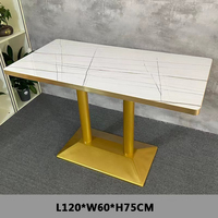 Esszimmer-Tischset Modernes Design Marmor-Tischplatte Goldene Basis Restaurant Café Shop Tischset Fast-Food Marmortisch