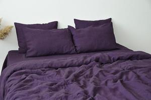 Purple Linen 200TC 3 Pcs Donna Duvet Cover Set with 2 <b>Pillow</b> Cases Luxury Eco-Friendly Softened Washed Bedding for Home Hotel - Product Image 2