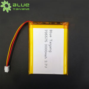블루 타이양 705575 충전식 <span class=keywords><strong>3</strong></span>.<span class=keywords><strong>7v</strong></span> 11.1wh 3000mah 충전식 Lipo <span class=keywords><strong>3</strong></span>.<span class=keywords><strong>7v</strong></span> 배터리 소형 3000mah Li Po 배터리 충전기 - Product Image 2