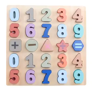 Vendita calda nordico per bambini in legno Puzzle all'ingrosso numero e forma di lettera Puzzle blocco Montessori apprendimento precoce giocattoli educativi