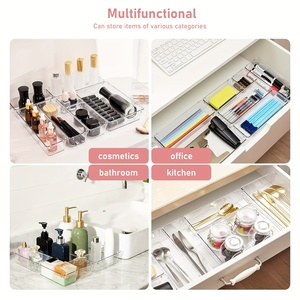 Transparent Drawer Storage Set - Multi-Piece Plastic Storage <strong>Boxes</strong> for Desks Bathrooms Kitchens and <strong>Vanities</strong>-Modular Tray System - Product Image 4