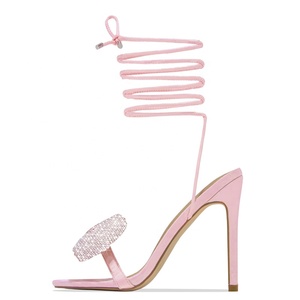 Diamonds Bling Bow Ankle Strap Women's High Heels Shoes Rhinestone Sandals Thin Heeled Stiletto Party Dress Mules - Product Image 6