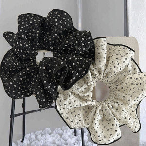 Tela Floral de gran tamaño de alto grado, diadema intestinal de gran tamaño, temperamento, Polka Star Lock Edge Hair Scrunchies - Product Image 1