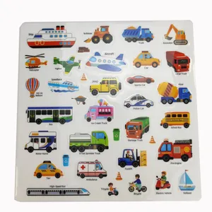 Top-Kinder-Spielzeug-Aufkleber-Bücher wiederverwendbare Fahrzeug-Stil Gelee-Aufkleber-Bücher waschbare Vinyl-Kinderaufkleber DIY