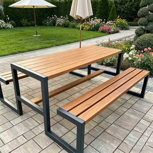 Factory Wholesale Outdoor Picnic <strong>Tables</strong> PS Wood Metal Dinning for Restaurant <strong>Table</strong> <strong>and</strong> Chairs Outside Patio <strong>Table</strong> <strong>and</strong> <strong>Bench</strong> <strong>Set</strong> - Product Image 6