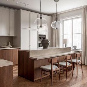 Gabinete de cocina acanalado moderno con diseños fáciles Frentes de cajón de estilo agitador de polímero Manijas ocultas Carcasa de MDF <span class=keywords><strong>Alacena</strong></span> - Product Image 5