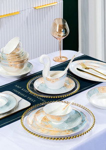 Bộ đồ ăn gốm sứ kiểu châu Âu 56 món, an toàn với lò vi sóng và bộ đồ ăn sứ xương cao cấp 10 người dùng - Product Image 4