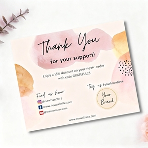 Carte postale de remerciement en papier épais personnalisé de luxe de 600g avec logo en aluminium Impression de cartes de commande de marque commerciale - Product Image 3