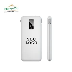 Multifunction Custom Logo Portable Charger Powerbank 10000mah Mobile Power supply With Cable built-in 1 line for 4 purpose